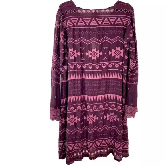 Johnny Was Women Boho Eyelet Embroidered Long sleeves Shift Slip Mini Dress - Picture 5 of 13